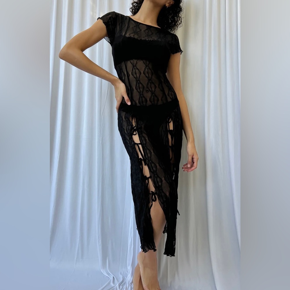Sheer black cutout maxi dress